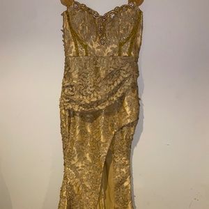Gold lace dress